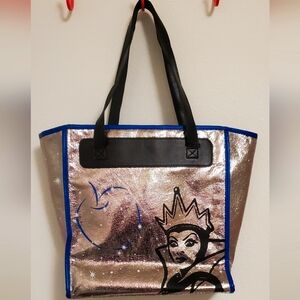 Disney Parks Evil Queen Silver Tote Bag with Black Handles
